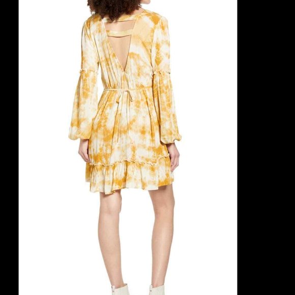 NWT Band of Gypsies Gold Mojave Long Sleeve Mini Dress - Picture 2 of 6